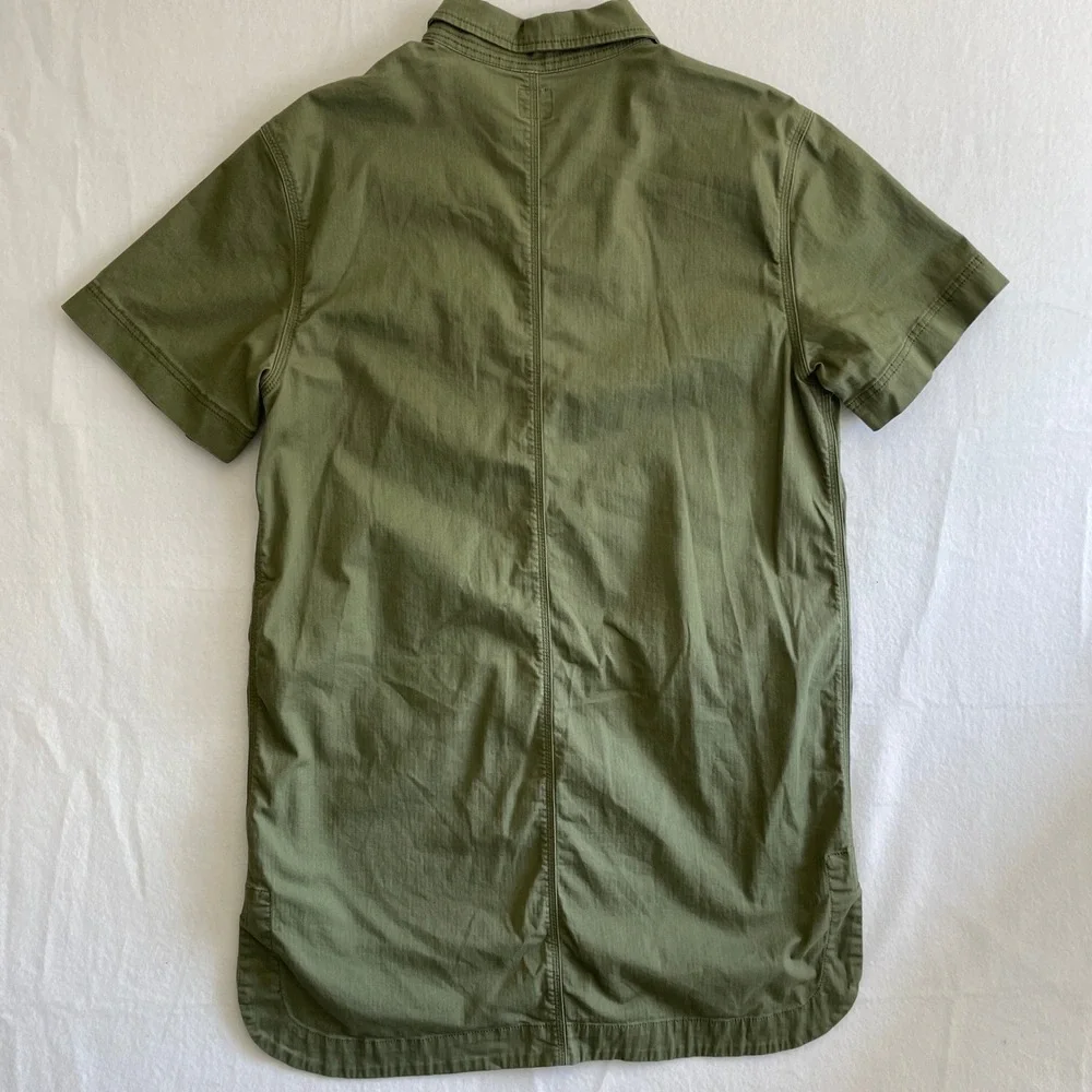 Lee Workwear Shirt Dress Womens L Olive Green Short‎ Sleeve Button Front Pockets